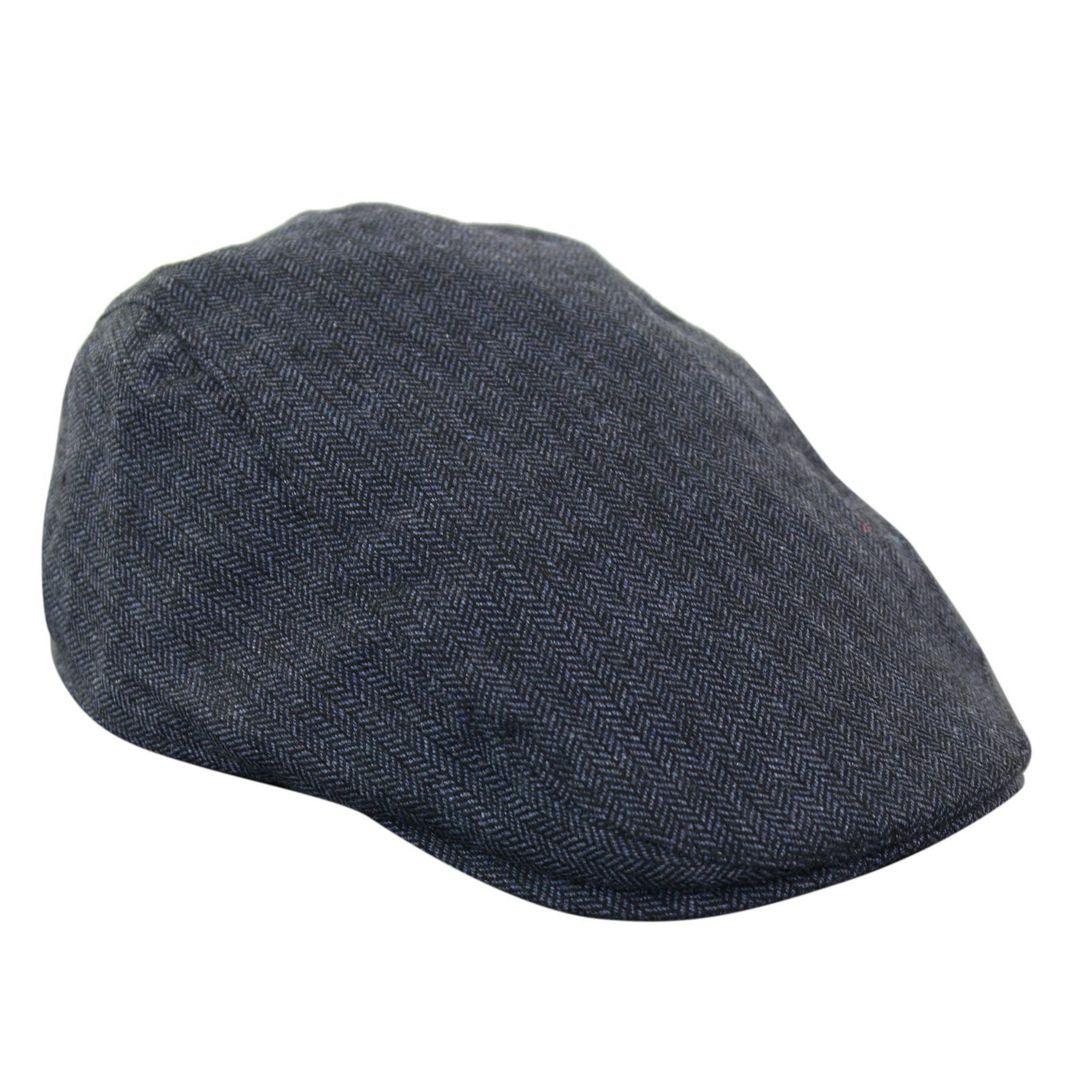 Mens Herringbone Tweed Wool Check Grandad Flat Caps Hats Vintage Green Grey Blue Brown - Knighthood Store