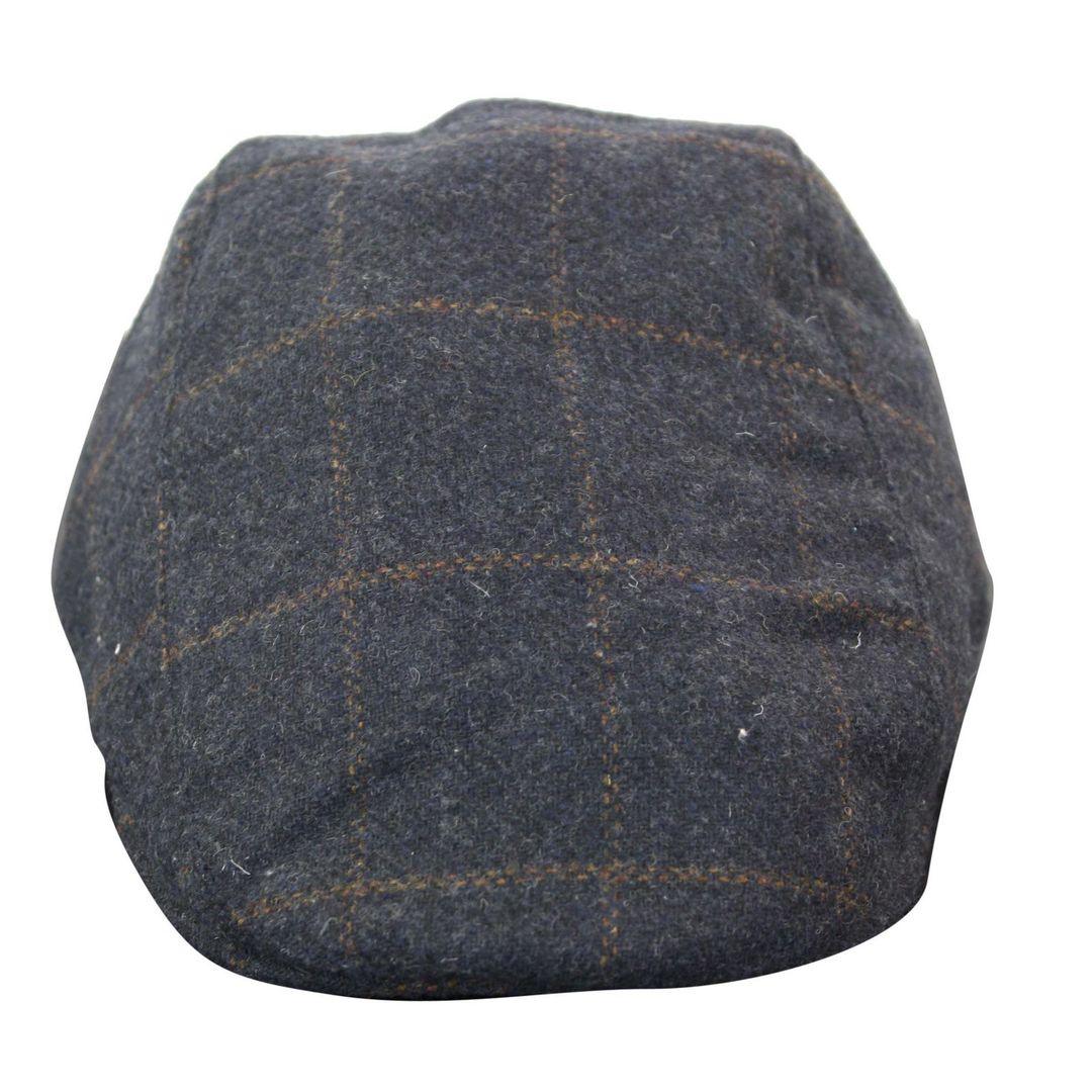 Mens Herringbone Tweed Wool Check Grandad Flat Caps Hats Vintage Green Grey Blue Brown - Knighthood Store