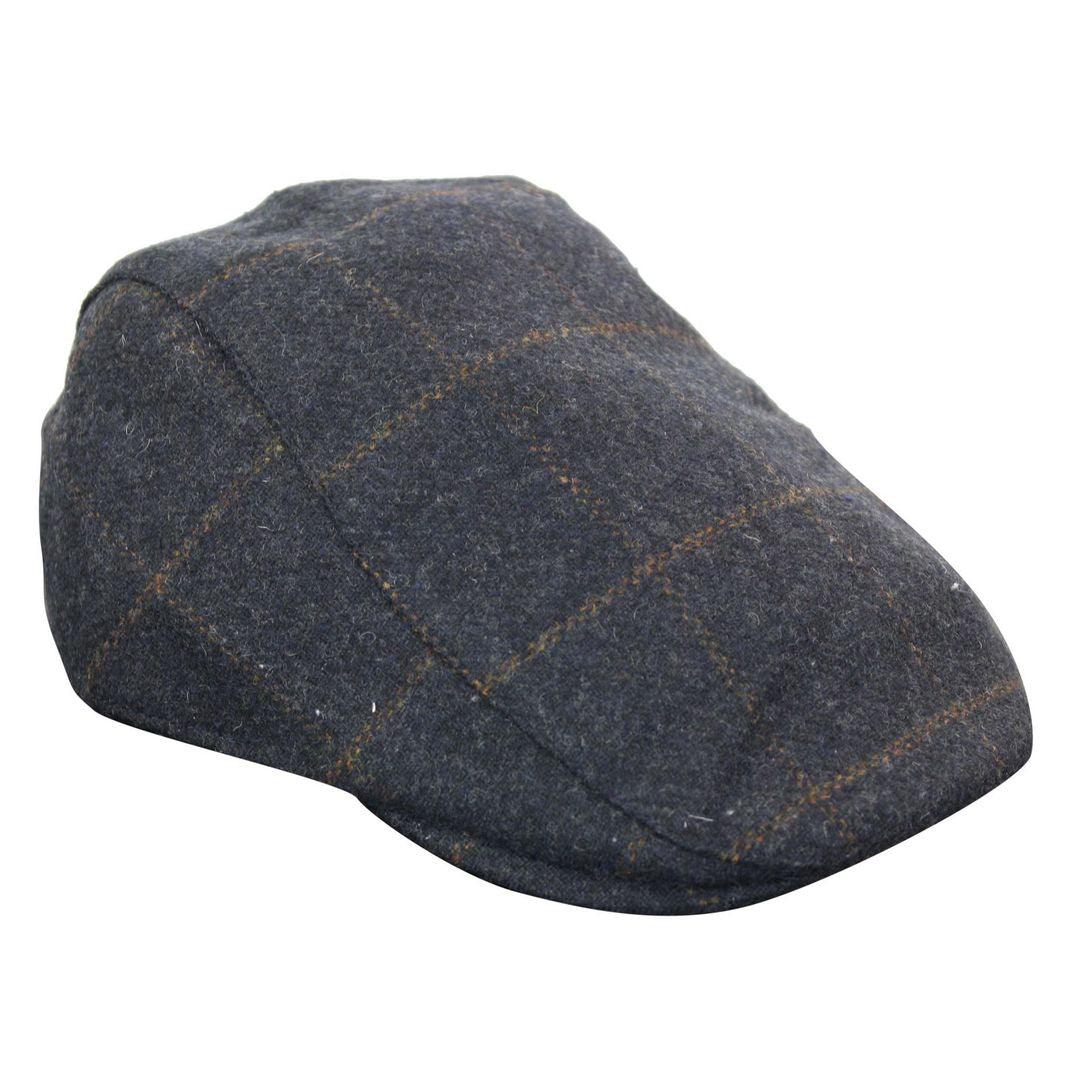 Mens Herringbone Tweed Wool Check Grandad Flat Caps Hats Vintage Green Grey Blue Brown - Knighthood Store