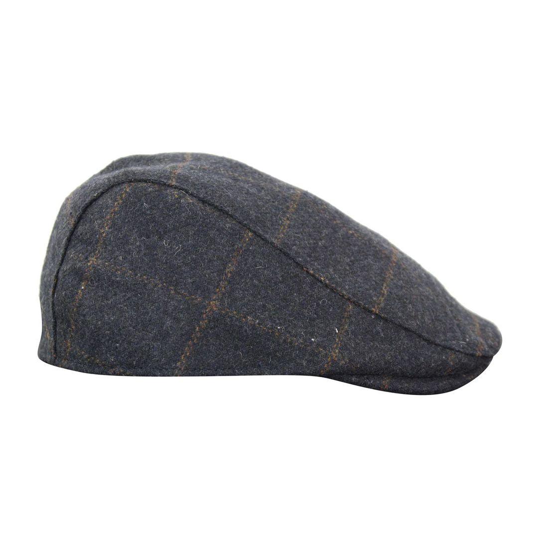 Mens Herringbone Tweed Wool Check Grandad Flat Caps Hats Vintage Green Grey Blue Brown - Knighthood Store