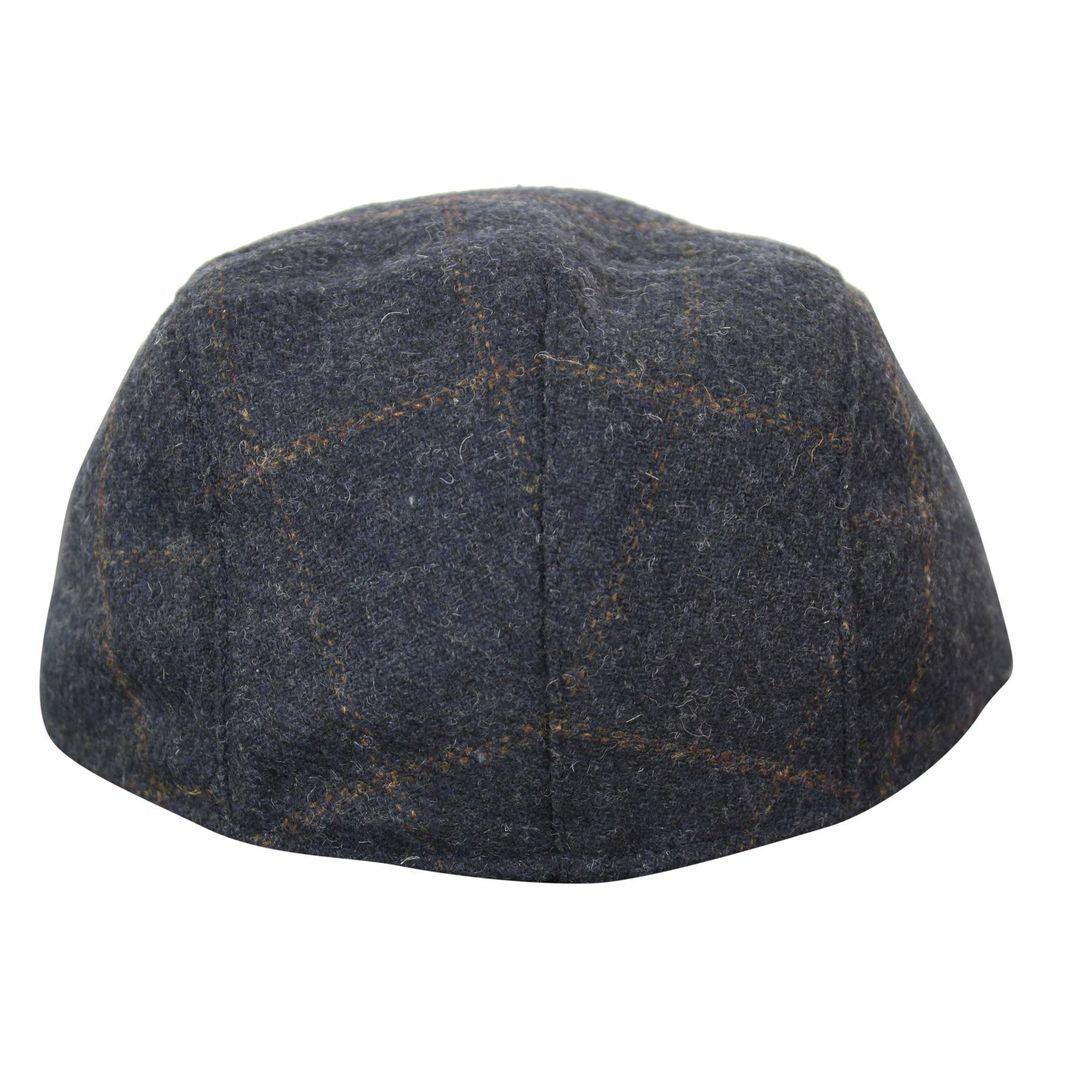 Mens Herringbone Tweed Wool Check Grandad Flat Caps Hats Vintage Green Grey Blue Brown - Knighthood Store