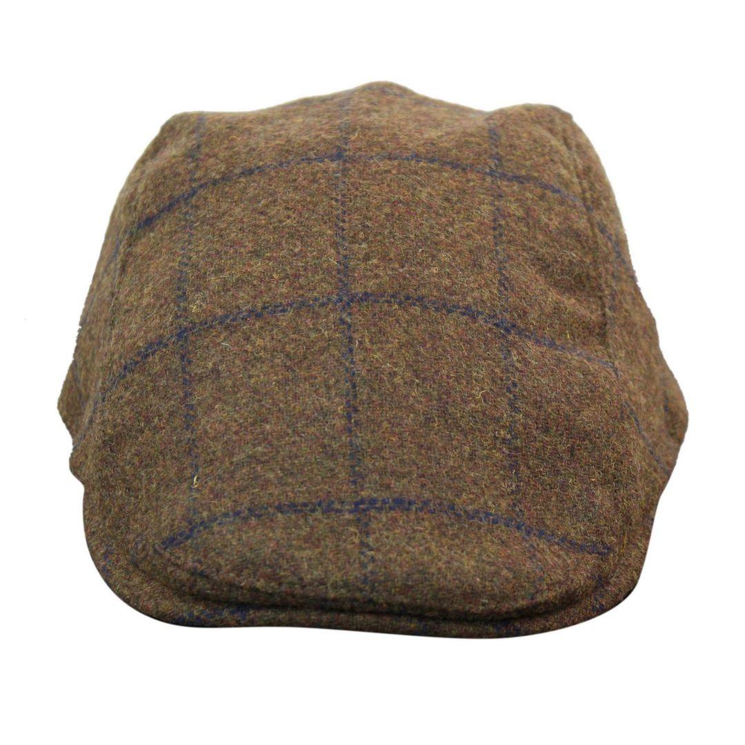 Mens Herringbone Tweed Wool Check Grandad Flat Caps Hats Vintage Green Grey Blue Brown - Knighthood Store