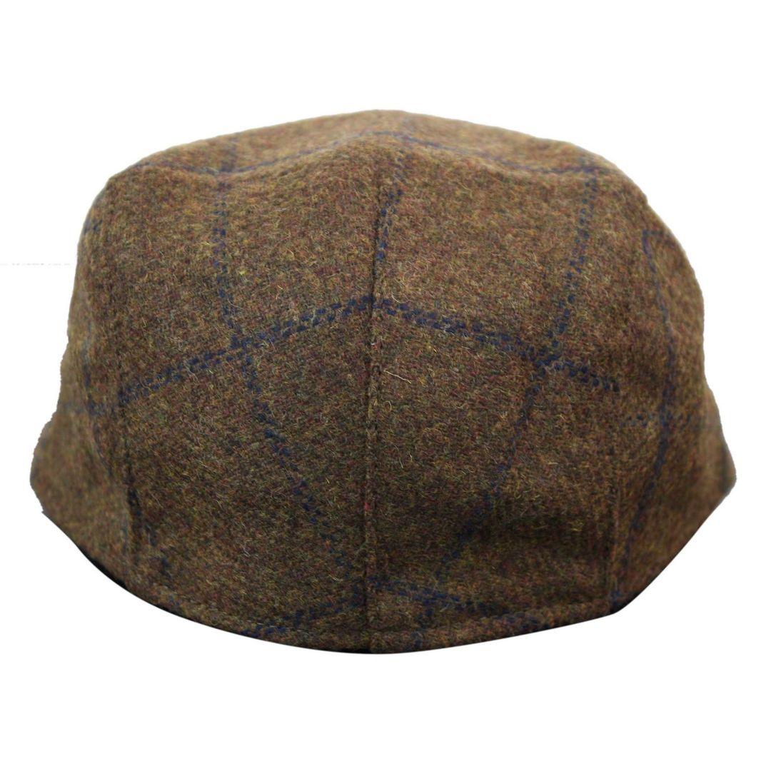 Mens Herringbone Tweed Wool Check Grandad Flat Caps Hats Vintage Green Grey Blue Brown - Knighthood Store