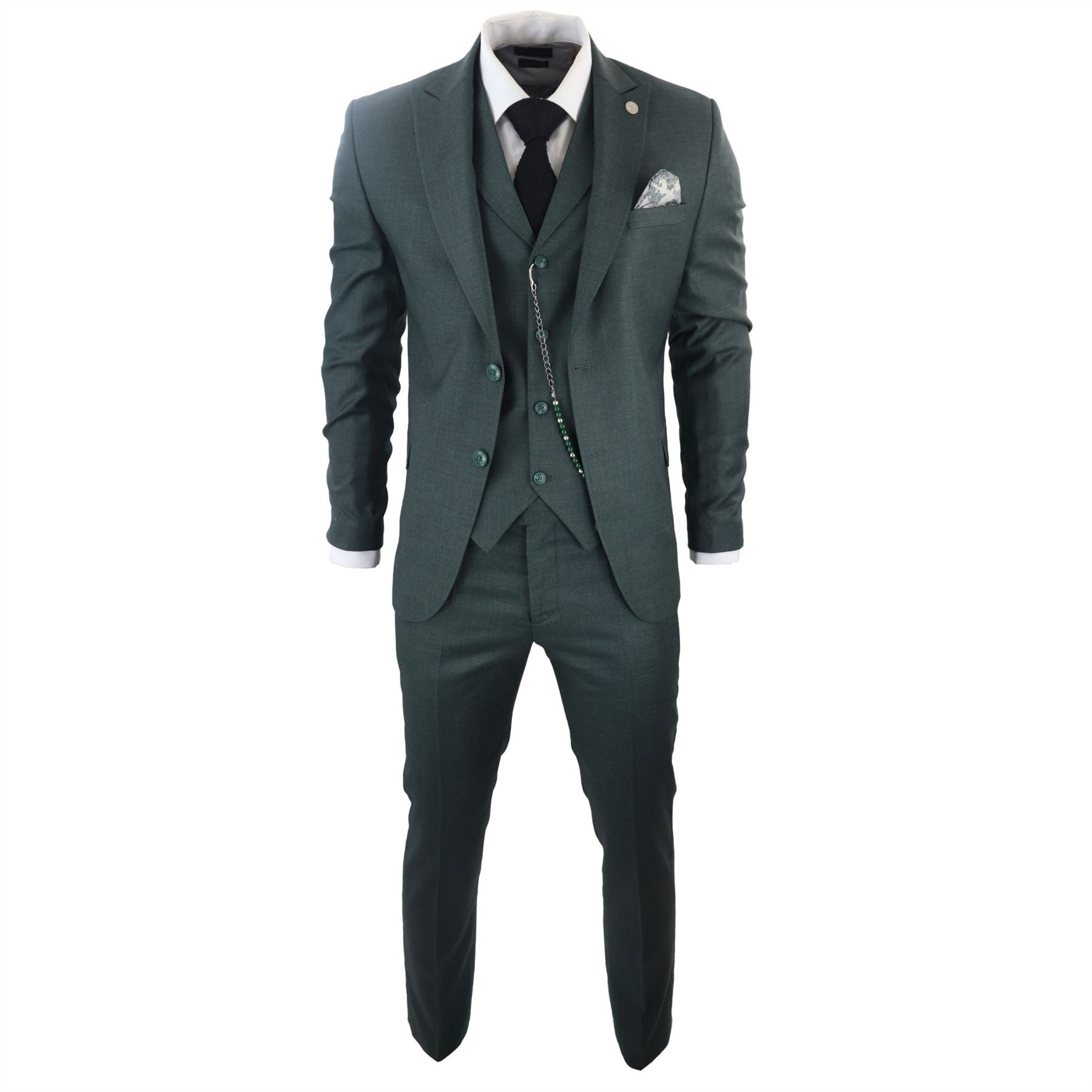 TruClothing James Men 3 Piece Green Suit