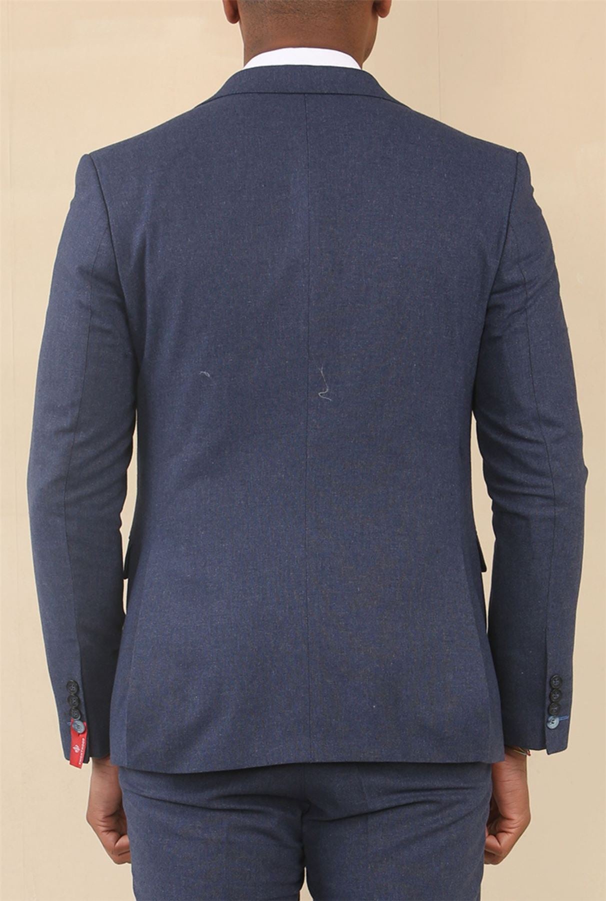 TP-24 - Men's Navy 3 Piece Linen Summer Wedding Suit