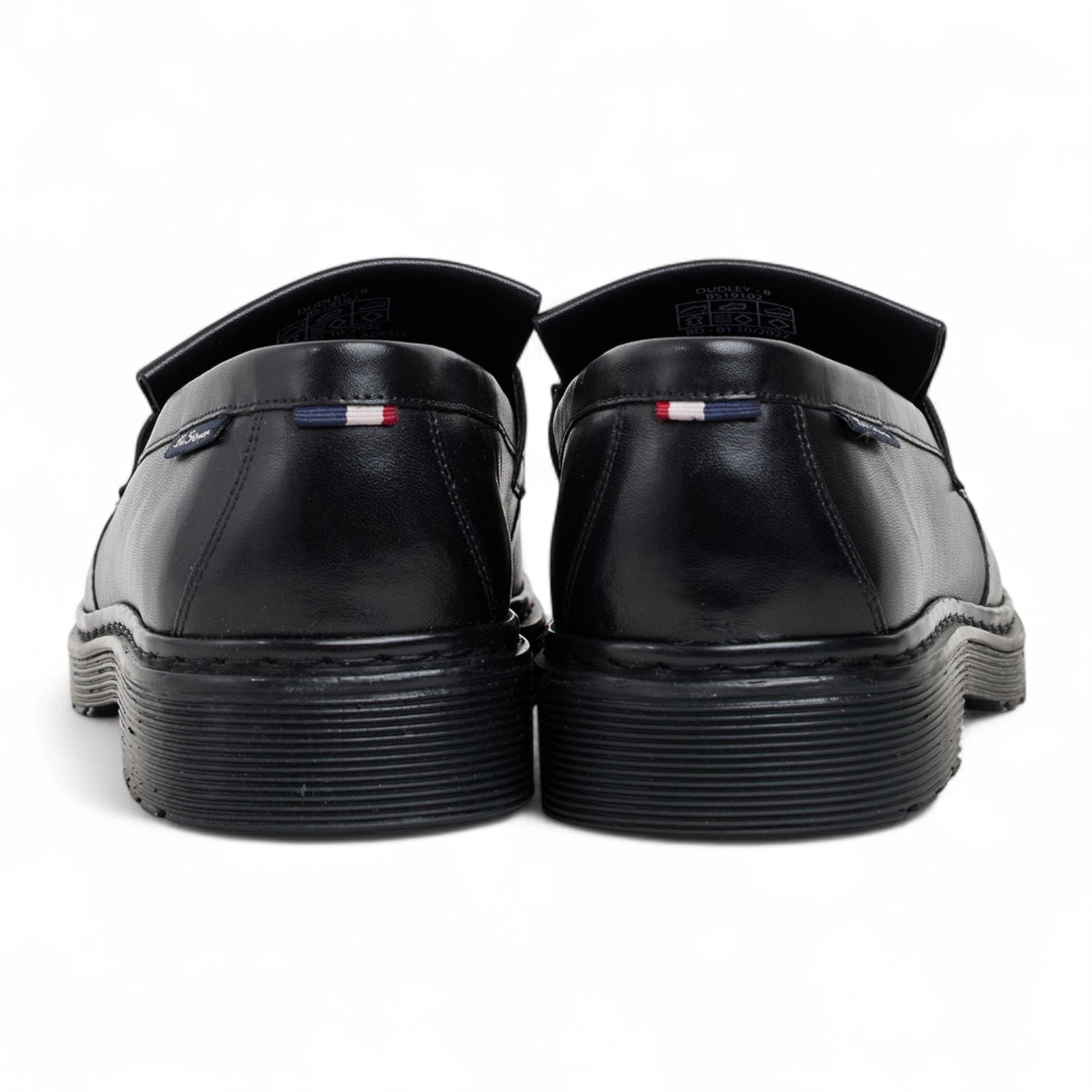 Men's Black Leather Chunky Sole Tassel Loafer Shoes