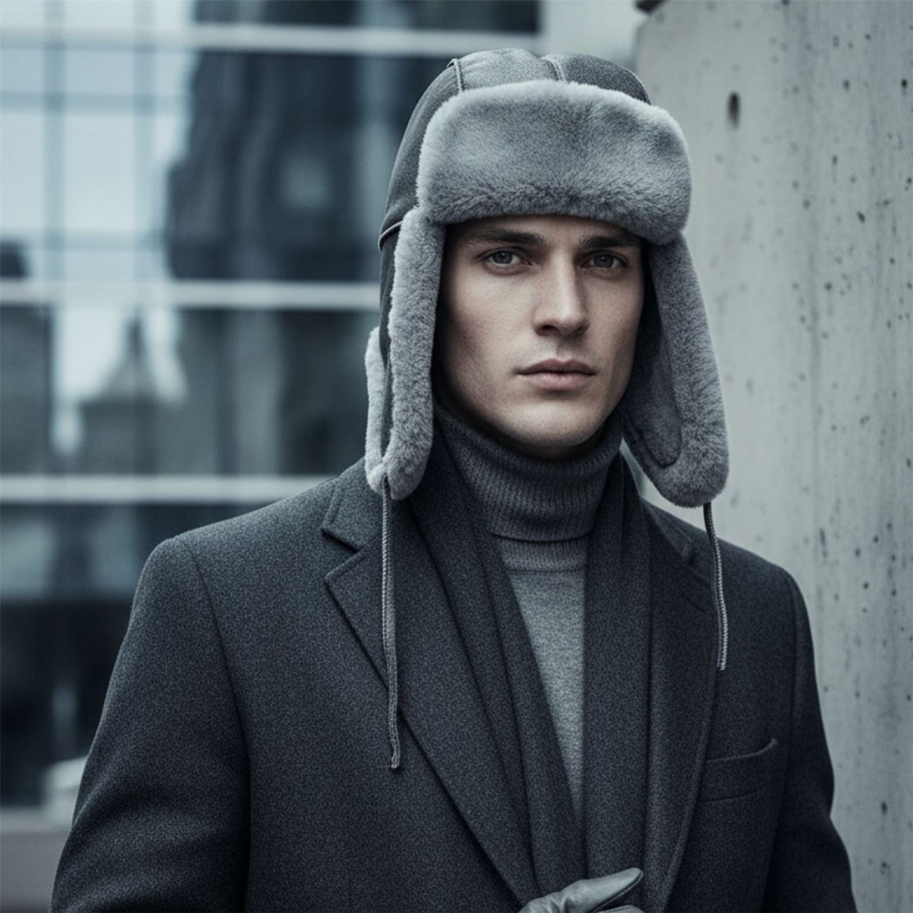 Men's RAF Aviator Suede Sheepskin B-55 Leather Navigator Hat