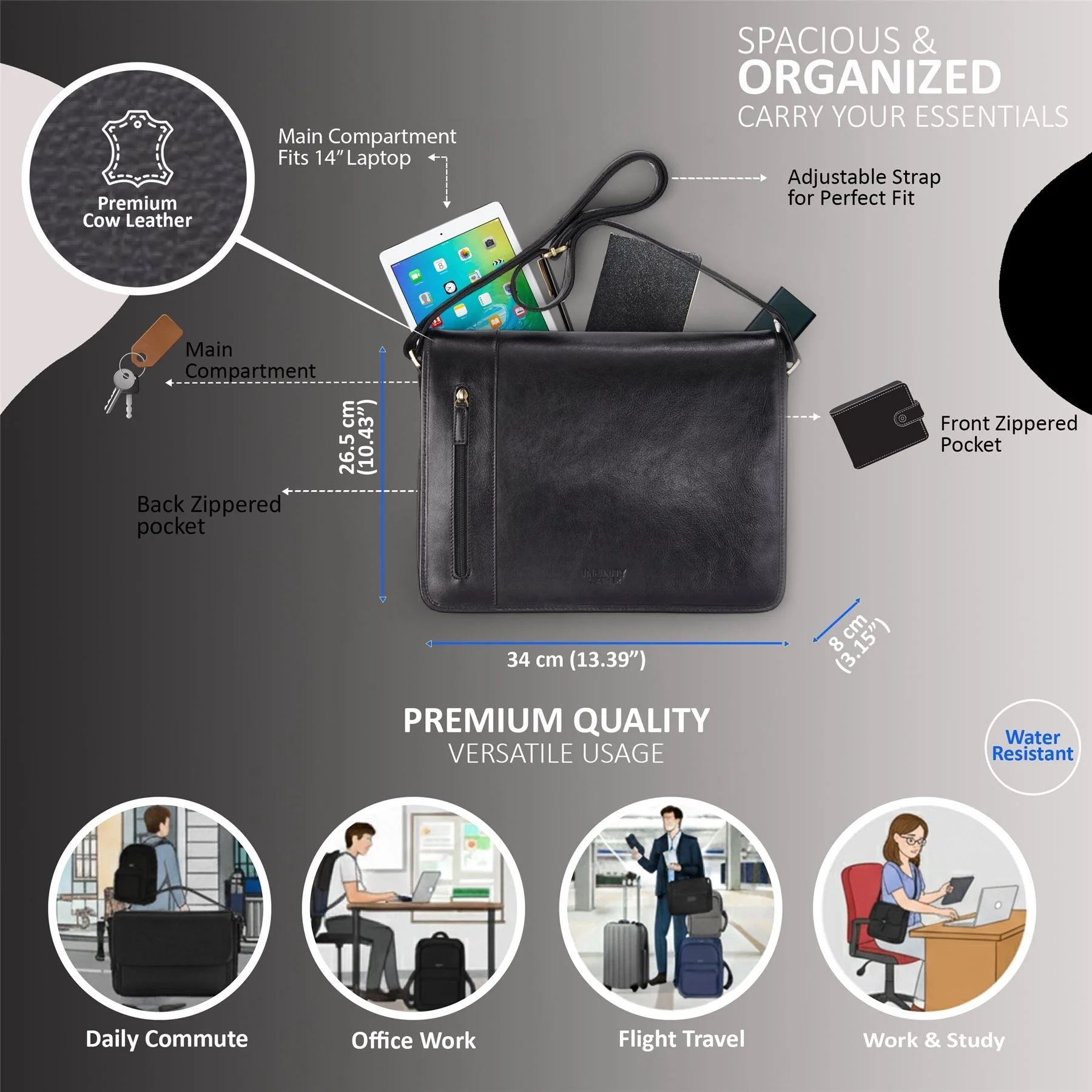 Astor - Genuine Leather Laptop Bag