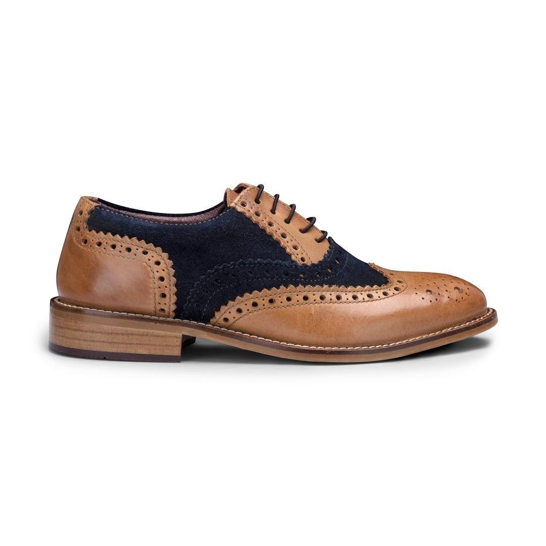 Kids Childrens Boys Real Leather Brogues Laced Smart Formal Vintage Classic Peaky - Knighthood Store