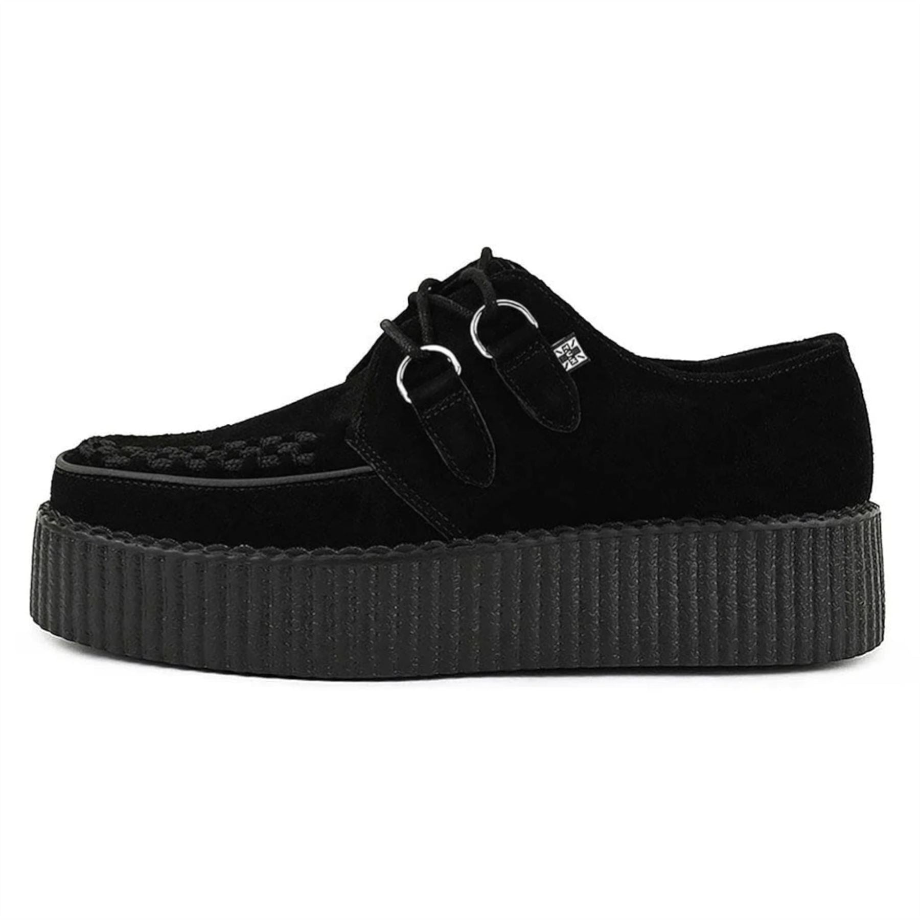 Viva High Creeper Black Suede Platform Lace-Up Goth Shoes