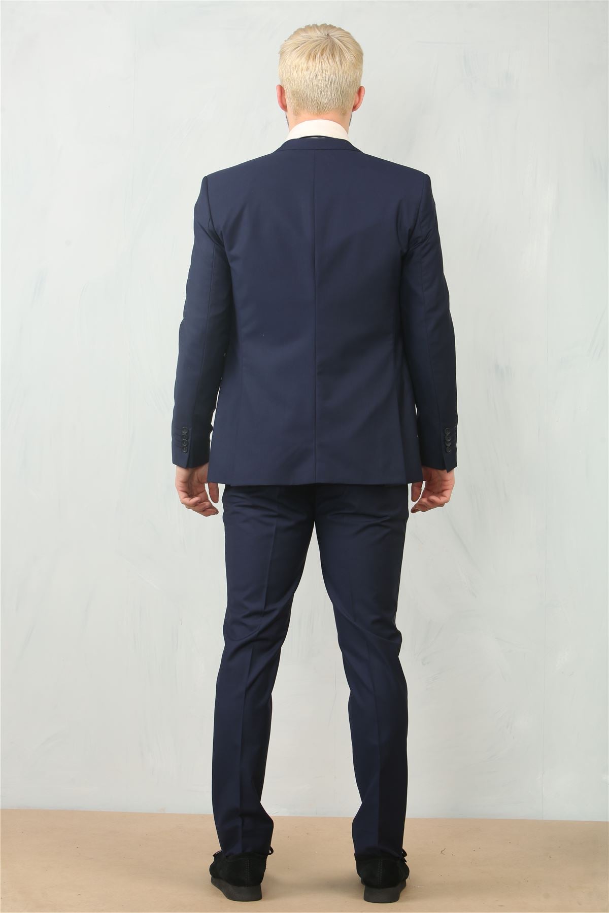 IM30 - Men's Navy 3 Piece Stitch Lapel Formal Suit