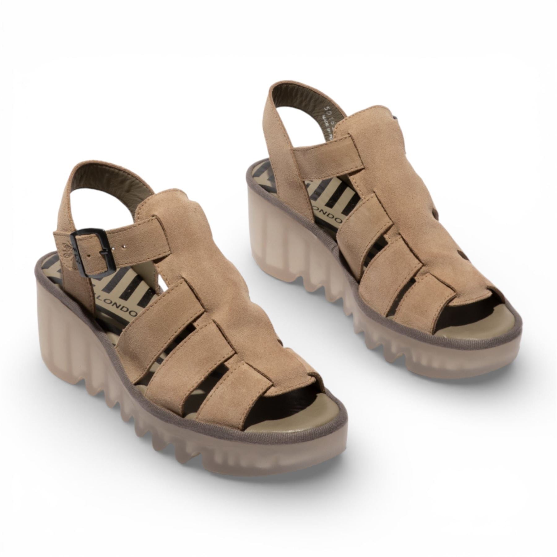 BAIC621FLY - Women’s Taupe Suede Leather Wedge Sandals
