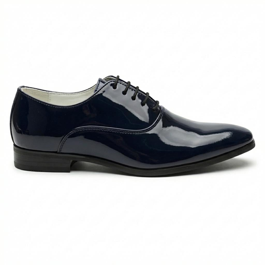 Men’s Formal Patent PU Leather Oxfords Lace-Up Dress Shoes