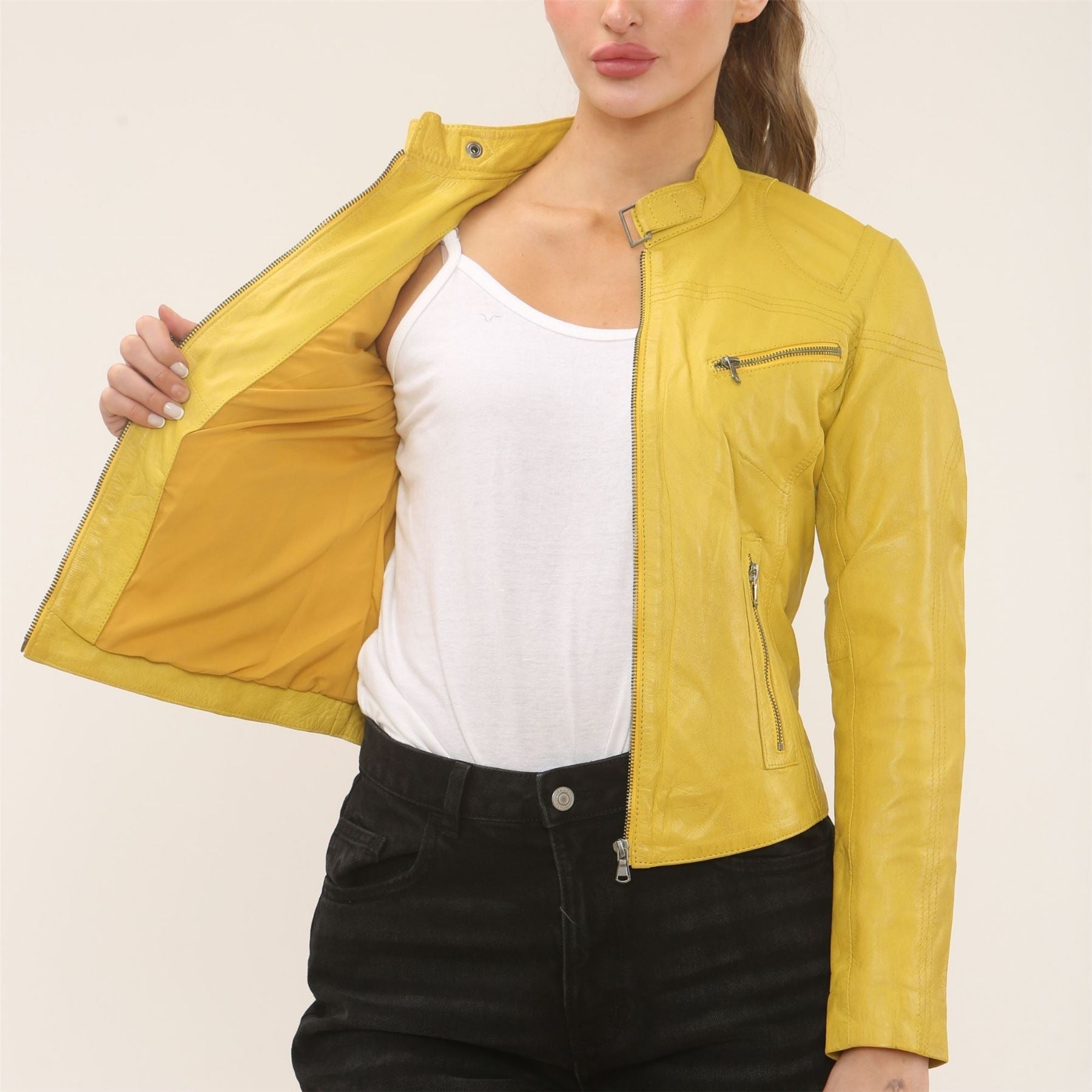 Women's Real Leather Classic Racer Style Biker Jacket