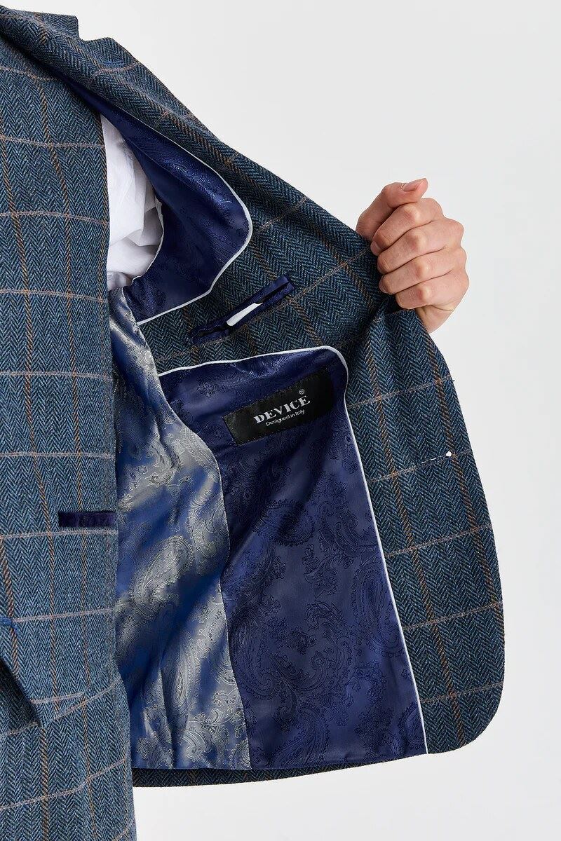 Harris - Boys Navy 3 Piece Wool Blend Tweed Suit