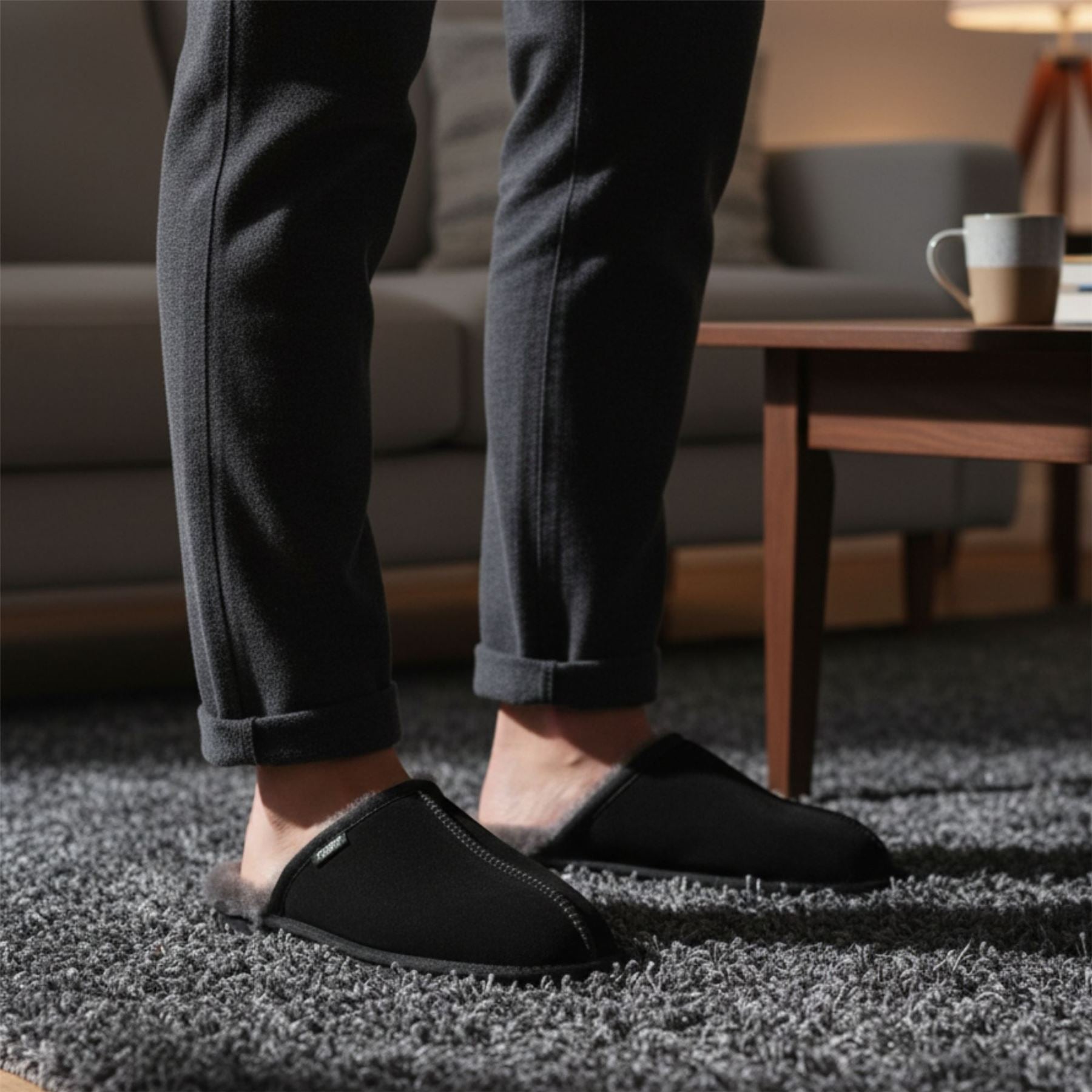 Highland - Men's Genuine Sheepskin Suede Mule Slippers