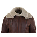 Mens Real 3/4 Shearling Sheepskin Jacket Brown Beige Long Belt Flying Cockpit - Knighthood Store