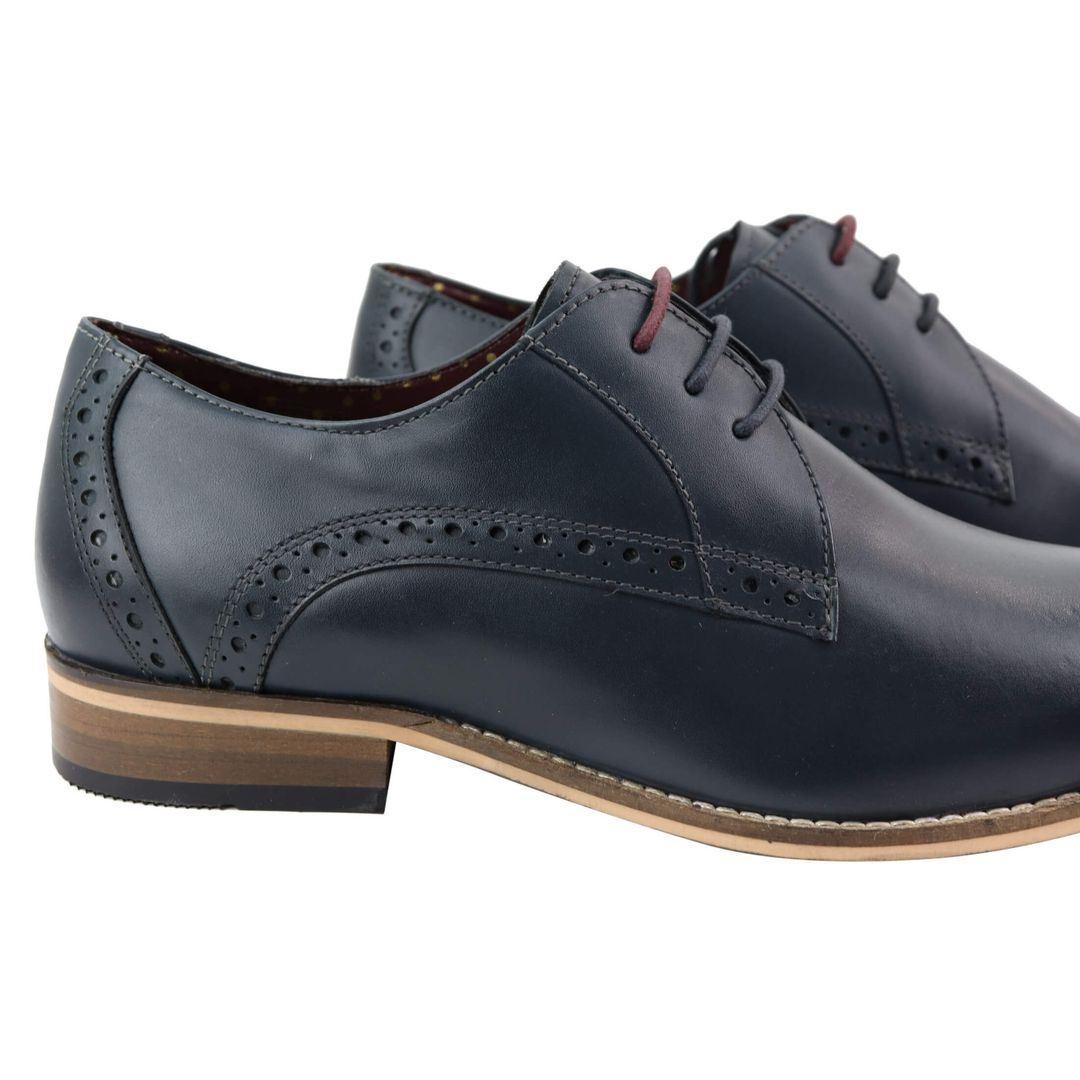 Mens Classic Laced Full Leather Derby Shoes Plain British Design Smart Casual - Knighthood Store