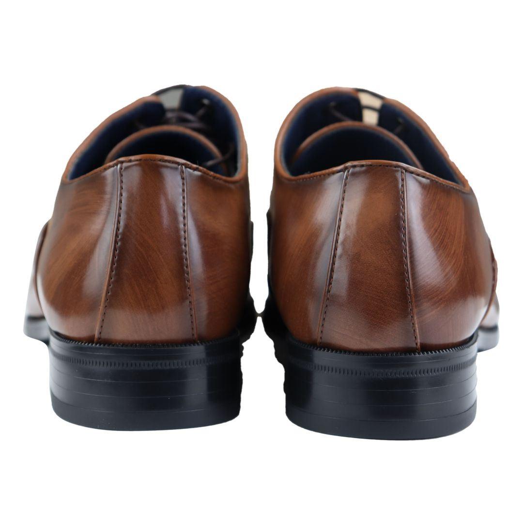 Mens Smart Formal Black Brown Shoes Patent Round Toe VIntage 1920s - Knighthood Store