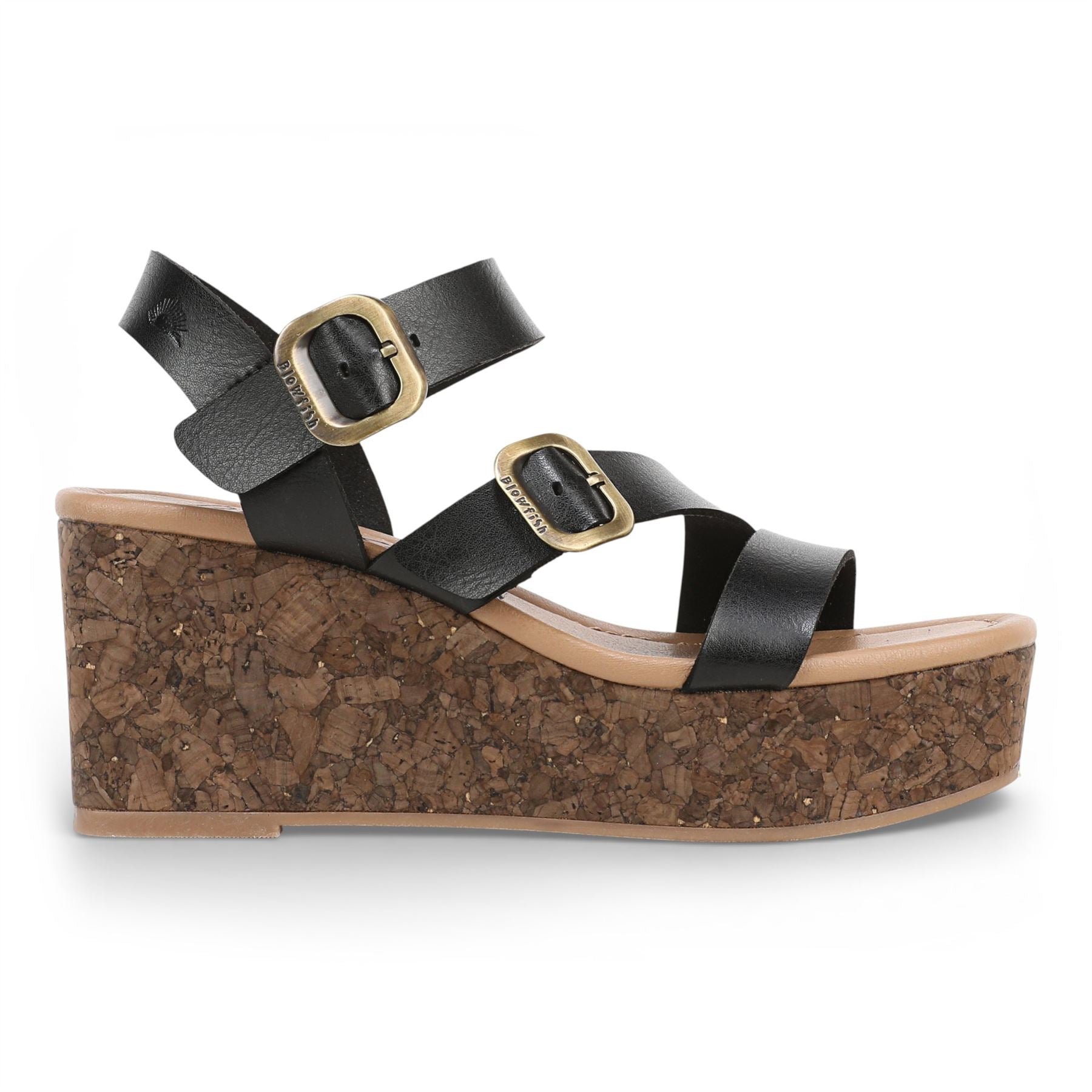 Ali - Women's Black Wedge Strappy Espadrille Heel Sandals