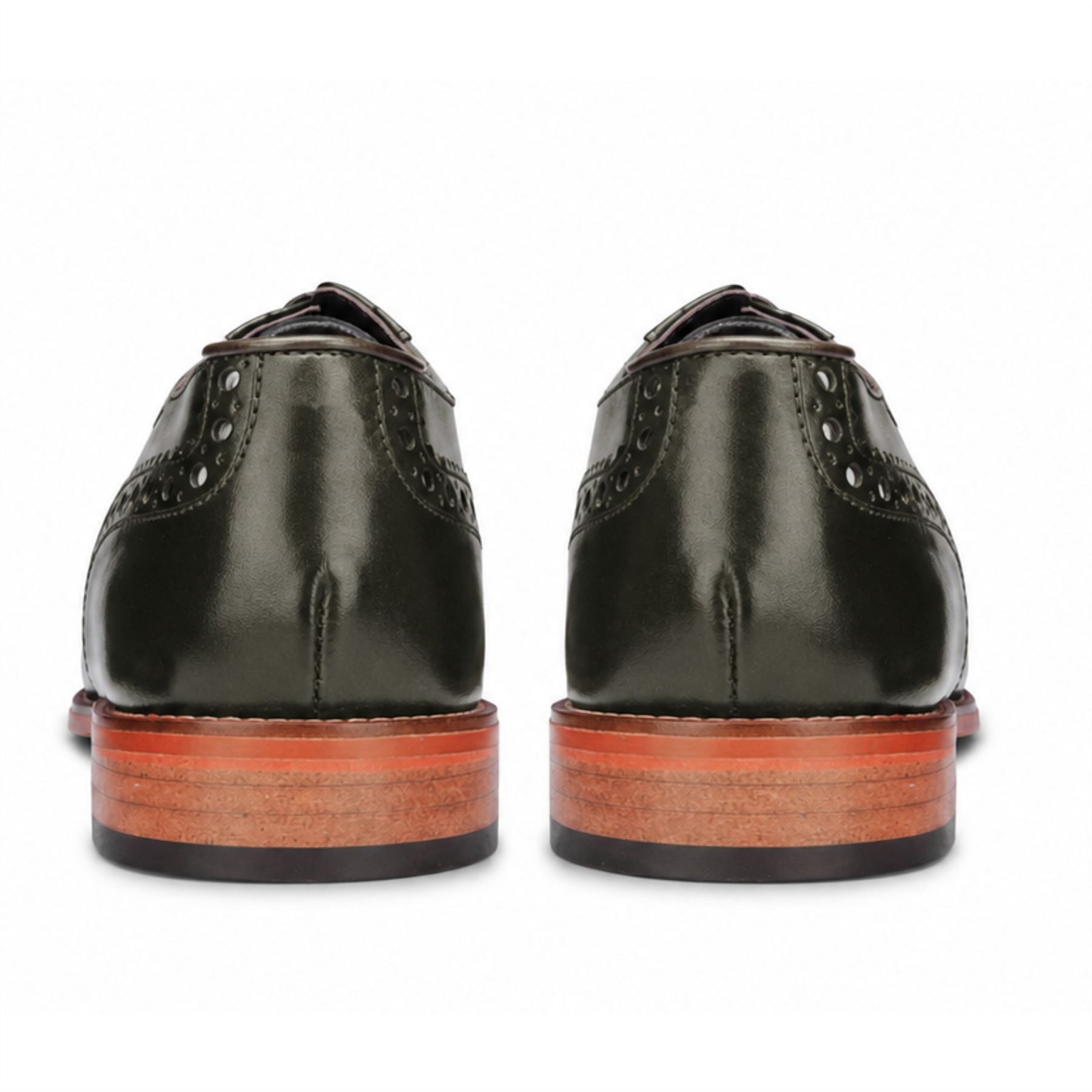 Jett - Men's Dark Green Cross-Stitch Toe Cap Oxford Shoes