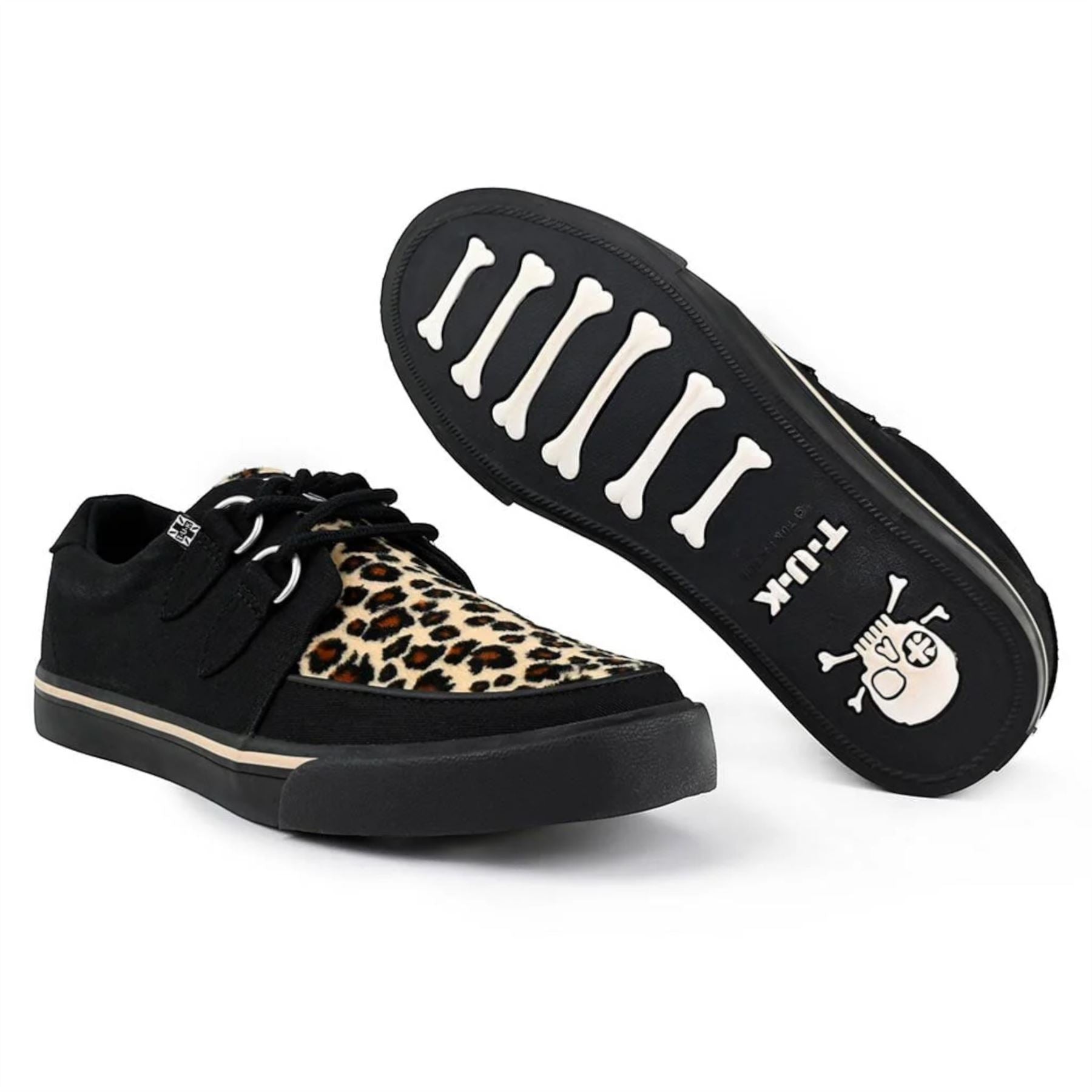 Pointed Creeper Sneaker Black Leopard Canvas Platform Shoes