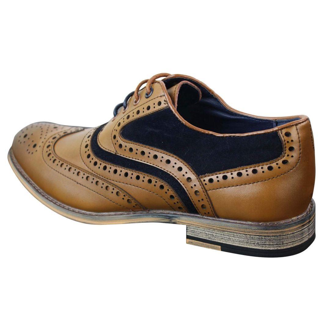 Mens Real Leather & Suede Laced Gatsby Brouges Smart Casual Designer Retro Shoes - Knighthood Store