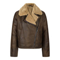 Ladies Winter 100% Real Sheepskin Leather Camel Brown Ginger Aviator Jacket - Knighthood Store