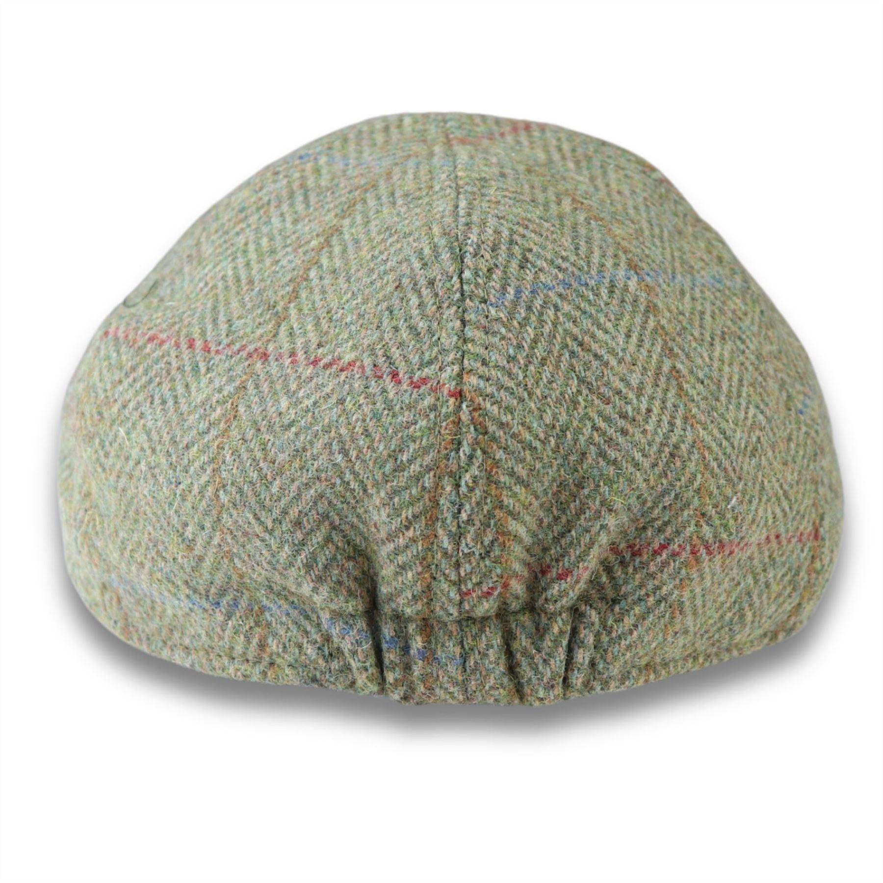 Men's Duckbill Cap Wool Blend Tweed Herringbone Green Check Gatsby Peaked Ivy 6 Panel Hat - Knighthood Store