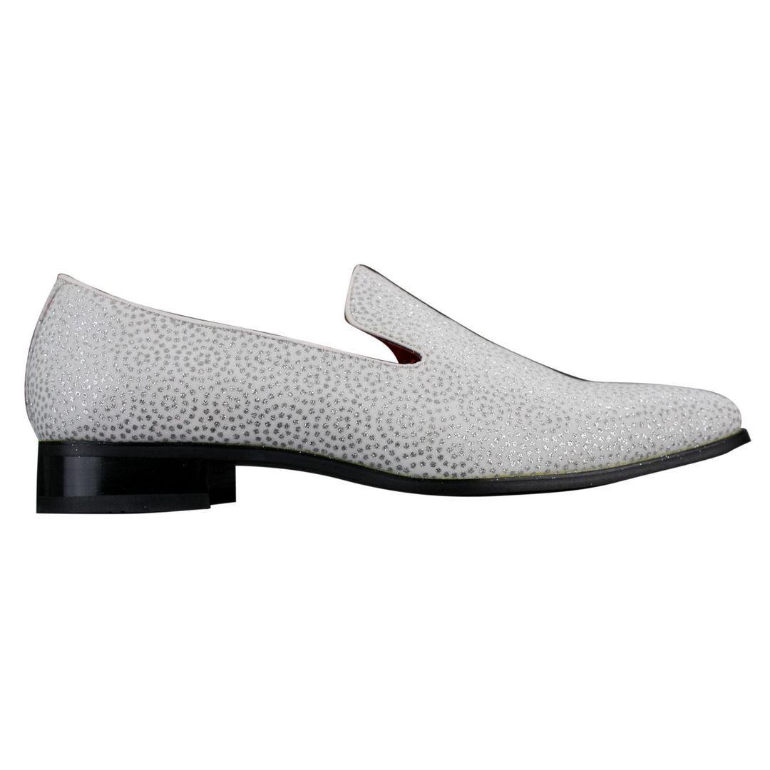 Mens Shiny Glitter Black White Party Smart Formal Slip On Loafers Leather Shoes - Knighthood Store