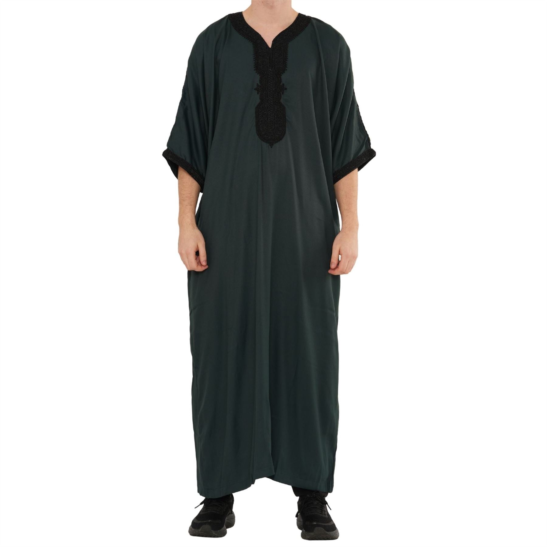 Men's Half Sleeve Embroidery Moroccan Thobe