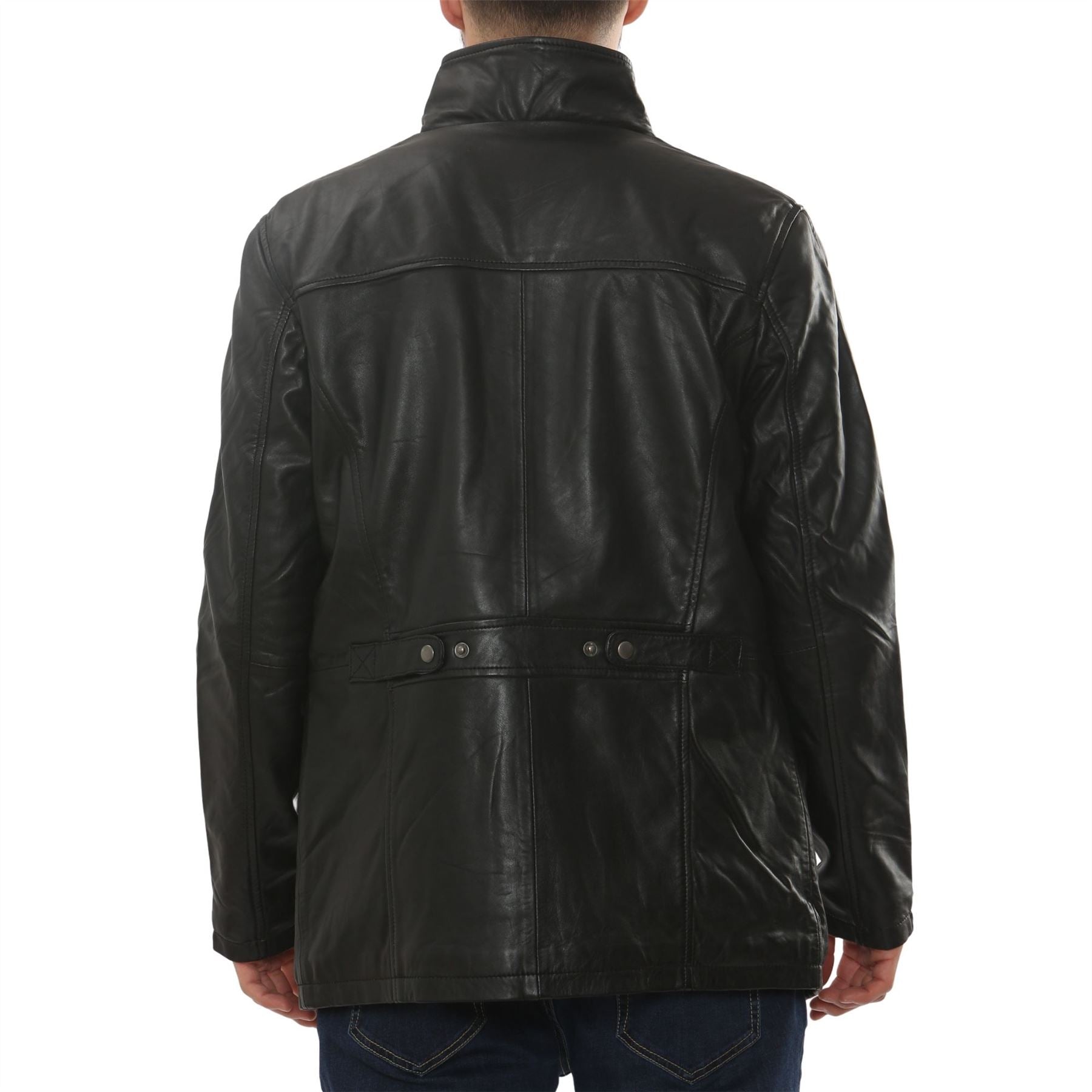 Men's Lambskin Leather Stand Collar Field Jacket