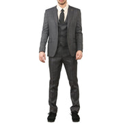 IM31 - Men's Charcoal 3 Piece Prince Of Wales Check Suit