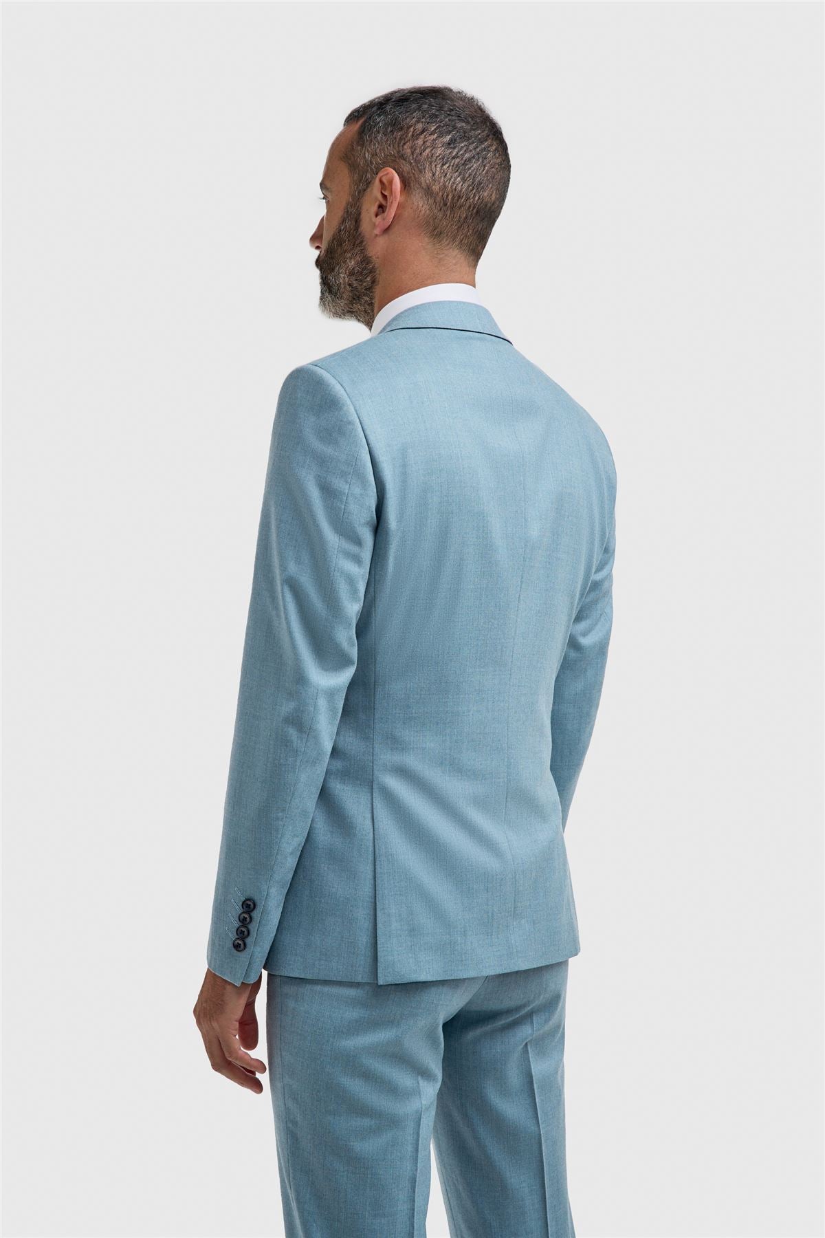 James - Men's Light Blue 3 Piece Textured Suit
