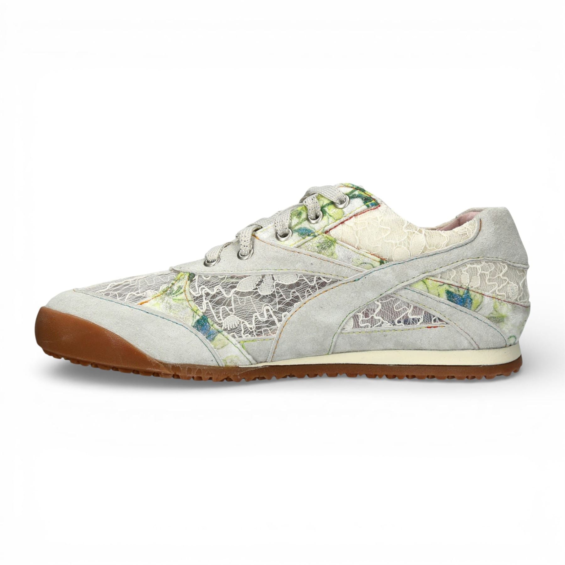 Tivanao 03 - Women's Beige Floral Leather Sneakers