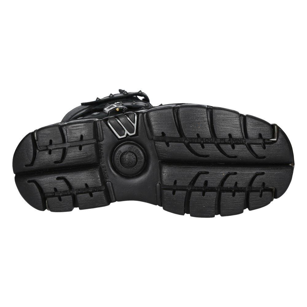 New Rock Boots M-MET422-S1 Unisex Metallic Black Leather Platform Gothic Boots - Knighthood Store