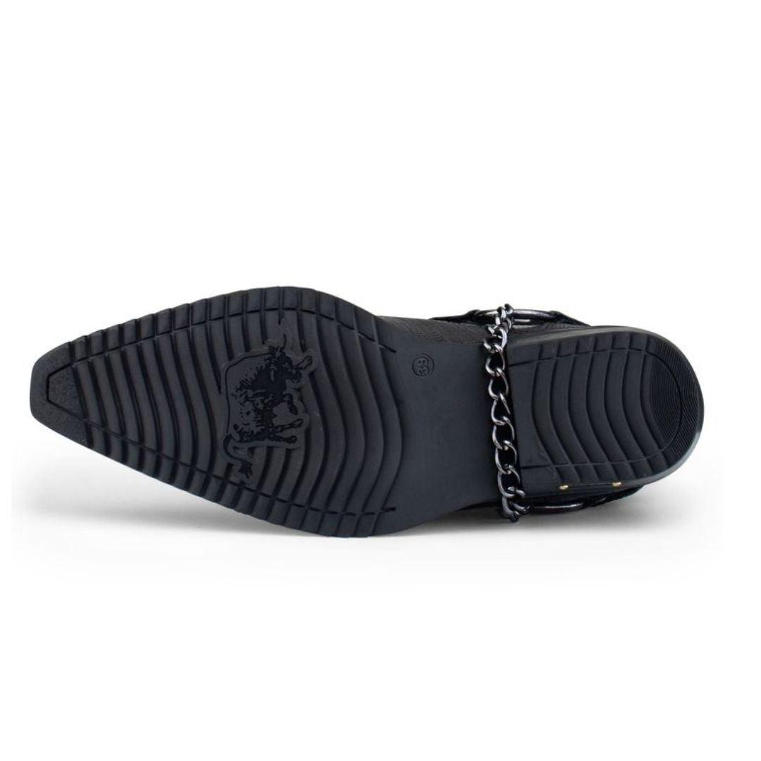 Mens Real Leather Cowboy Riding Ankle Boots Chain Western Heel Dancing - Knighthood Store