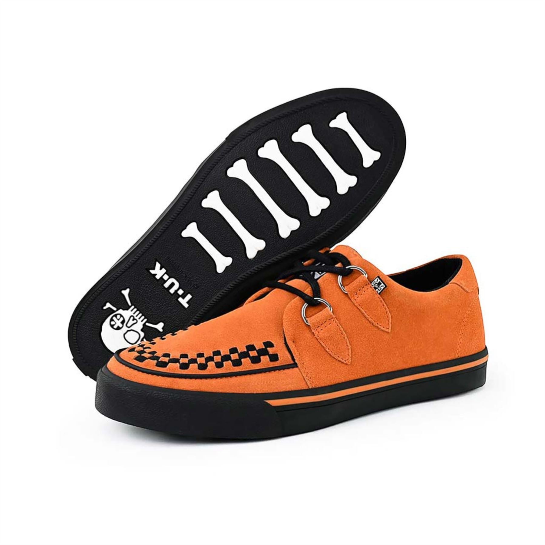 Pointed Creeper Sneaker Orange Cow Suede Platform Shoes