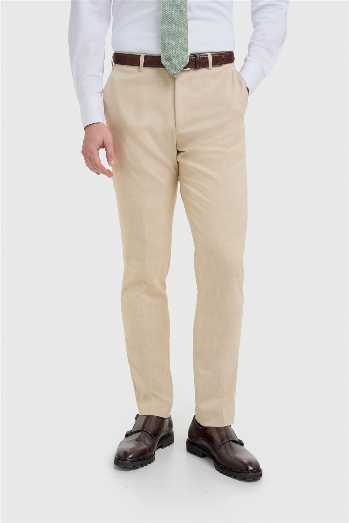 Camden - Men's Beige 3 Piece Check Suit