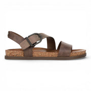 Lance - Women's Brown Silver Footbed Strappy Flat Sandals