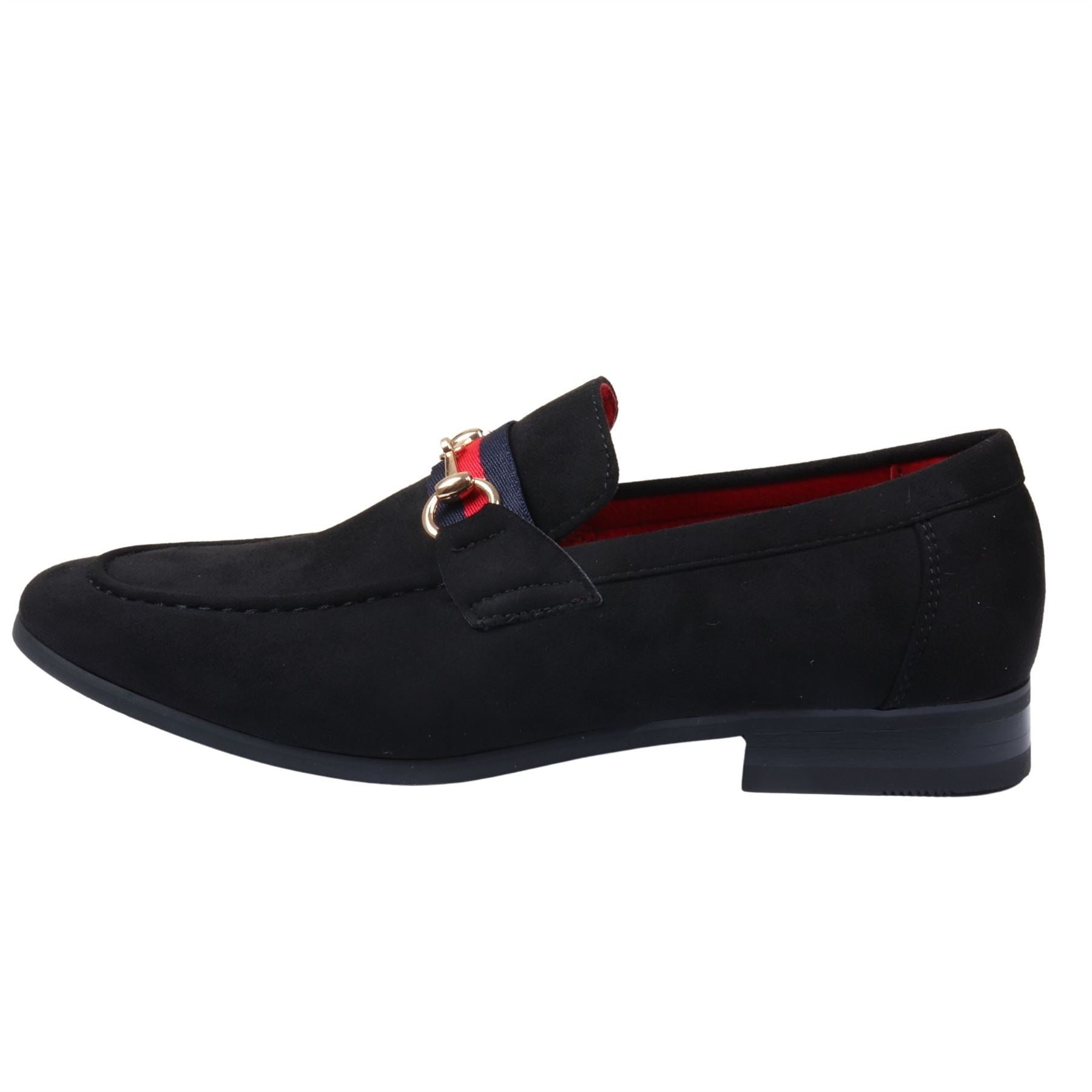 Men's Suede Leather Lined Gold Buckle Loafers