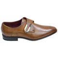 Mens Tan Brown Black Leather Shoes Italian Design Metal Buckle Slip On Smart - Knighthood Store