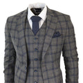 Men's Dark Grey 3 Piece Checked Suit Formal Business Dress Suits - Knighthood Store