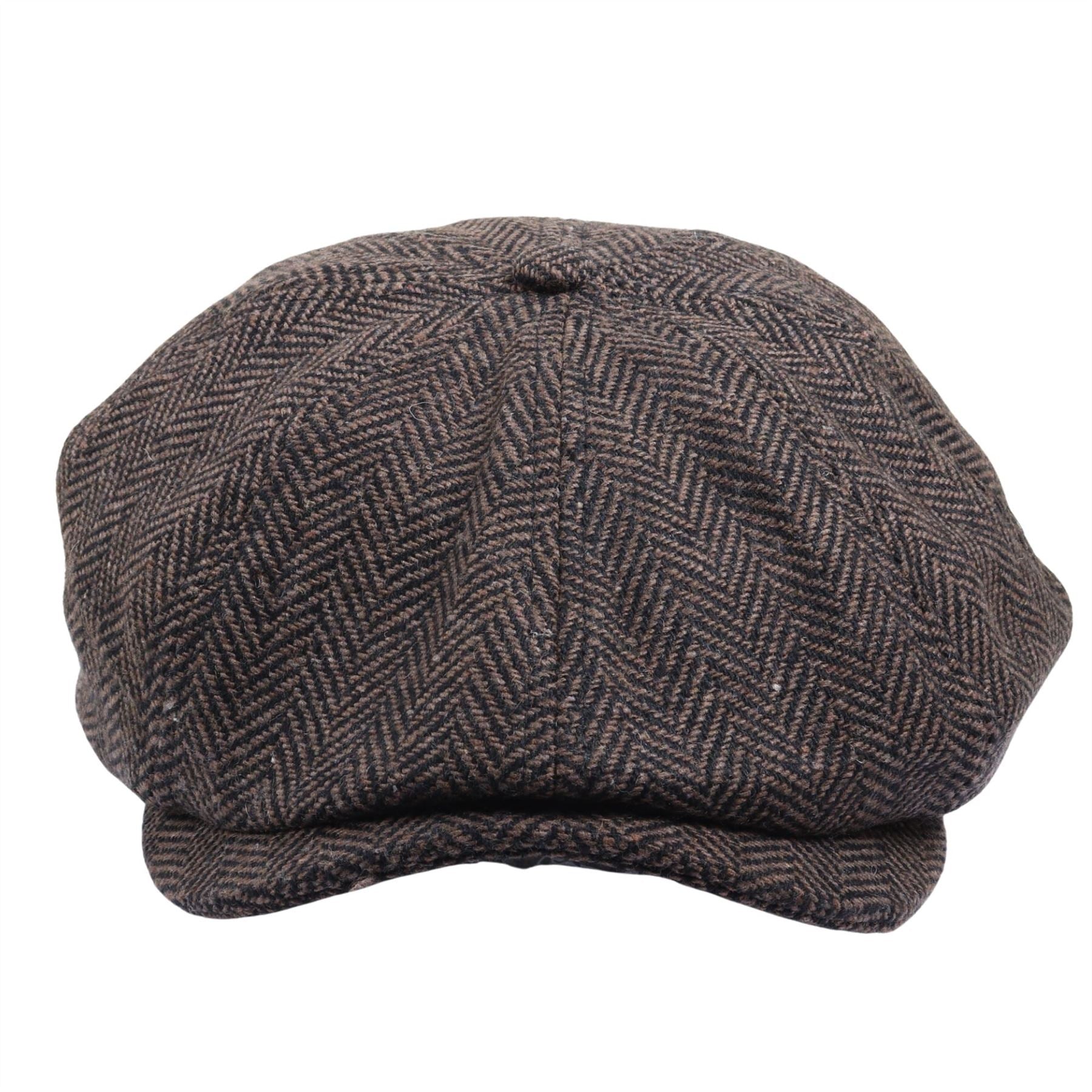 Men's Wool Blend Herringbone Newsboy Flat Cap