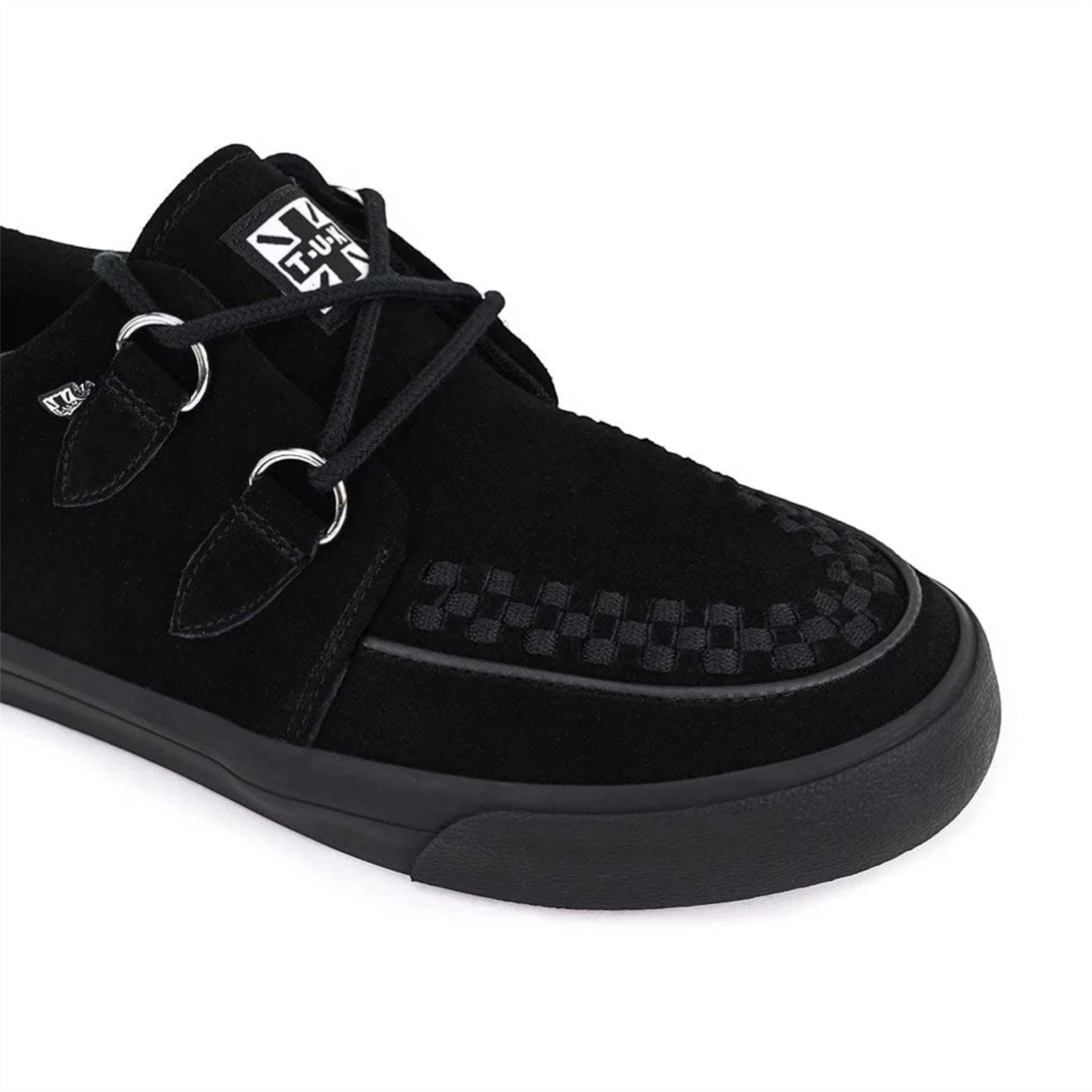Pointed Creeper Sneaker Black Suede Platform Shoes