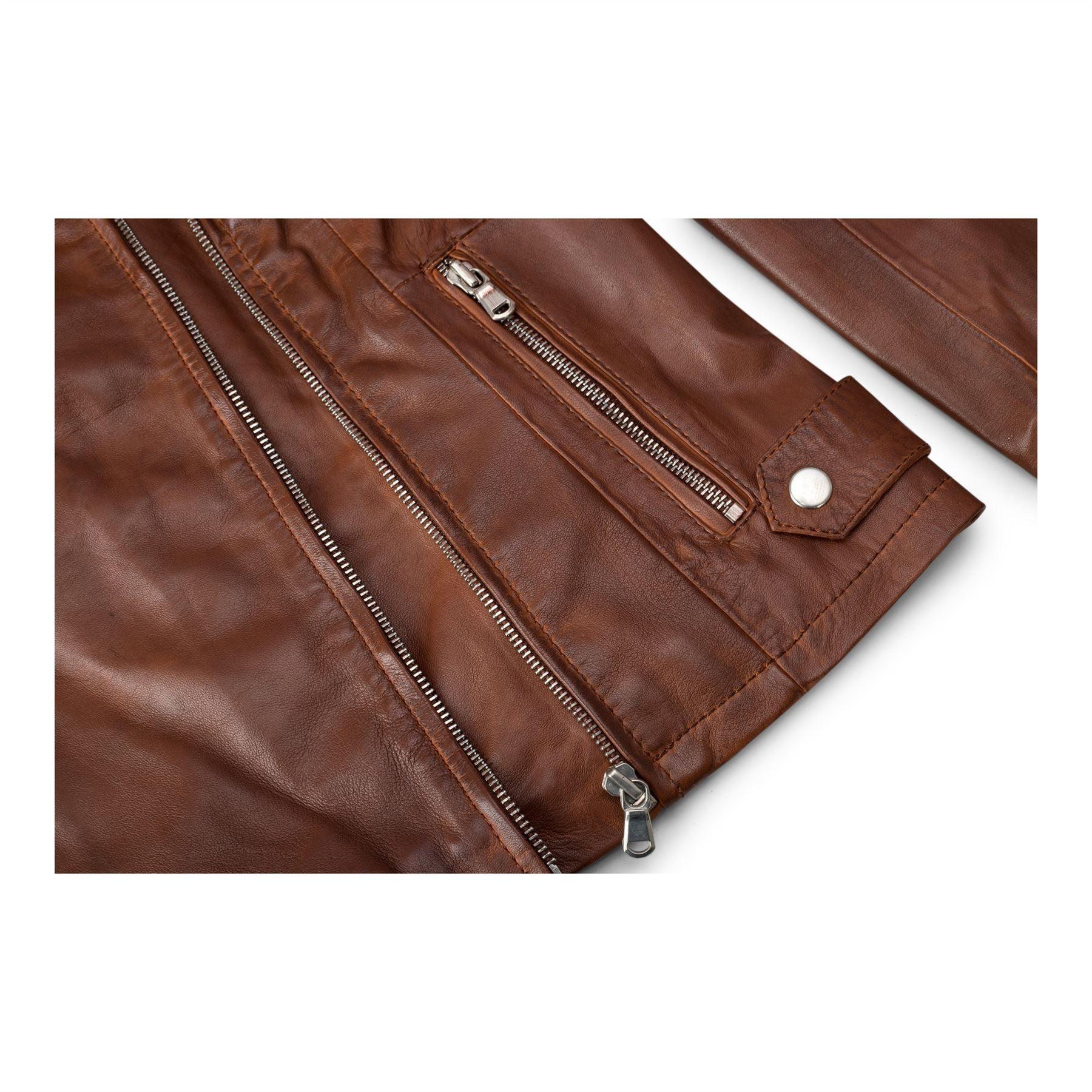 BRANDO' Ladies Women Timber Brown Classic Biker Style Leather Jacket - Knighthood Store