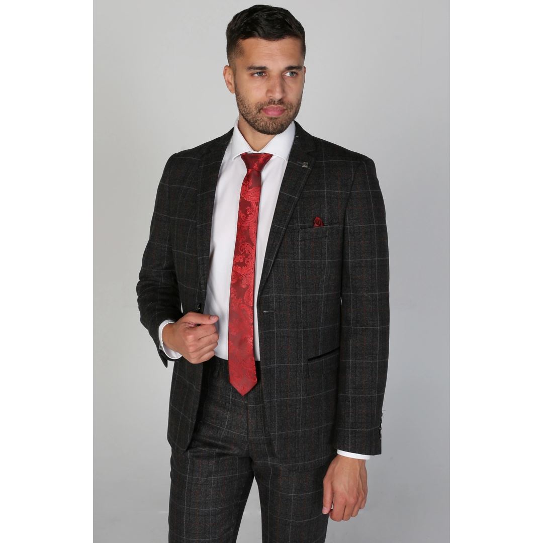 Harvey - Men's Charcoal Check Blazer Wedding Prom