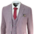 Mens 3 Piece Suit Blush Pink Summer Linen Tailored Fit Wedding Prom Classic - Knighthood Store