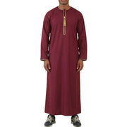 TT-003 - Men's Wine Emirati Omani Tassel Embroidery Thobe