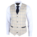 Men's Waistcoat Beige Checked Tailored Fit Vest - Knighthood Store